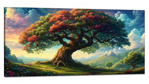 Malen nach Zahlen Wiese Malen nach Zahlen Erwachsene Groß 100x200cm, Paint by Numbers Baum Malen nach Zahlen ab 9 jahre, DlY Handgemalt Ölgemälde Knitterfreie Leinwand Bastelset, Deko Wohnzimmer Q-674 von Qinqhuag