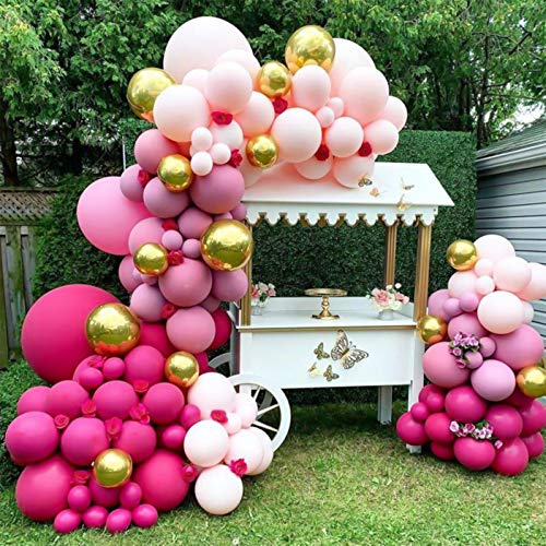 Ballon-Bogengirlande-Set in Hot Rot und Pink, 134 Stück, für Prinzessinnengeburtstag, Weinparty, Fiesta, Weihnachten, Hochzeit, Babyparty und Verlobung. von Qinqi