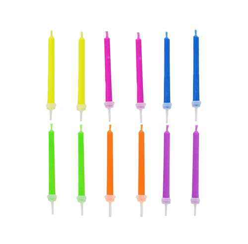 Buntleuchtende Party Kerzen,12Pcs Farbige Kerzen Geburtstag Kerzen mit bunter Flamme und Halter für Geburtstag Happy Birthday Kerzen Tortendeko von Qinsky