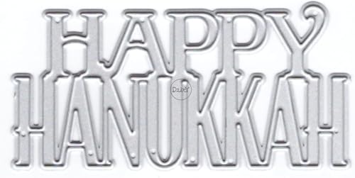 Silver Happy Chanukkah-Metall-Stanzformen für selbstgemachte Chanukkah-Kartenherstellung, Prägepapier-Stanz-Set, Album, Scrapbooking, Schablonen, Aufbewahrungstaschen, Präge-Stanzformen von Qintreesify