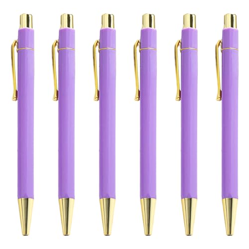 QishGO Smppth Kugelschreiber, einziehbar, 1,0 mm, Signaturstift, Business-Stift, Ölstift für Schule, Büro, Arbeit, Dunkelviolett, 6 Stück von QishGO