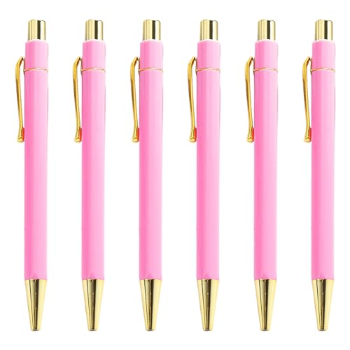 QishGO Smppth Kugelschreiber, einziehbar, 1,0 mm, Signaturstift, Business-Stift, Ölstift für Schule, Büro, Arbeit, Hellviolett, 6 Stück von QishGO