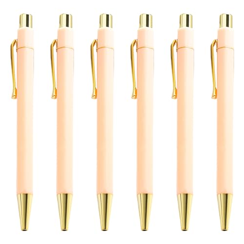 QishGO Smppth Kugelschreiber, einziehbar, 1,0 mm, Signaturstift, Business-Stift, Ölstift für Schule, Büro, Arbeit, Macaron, Hellrot, 6 Stück von QishGO