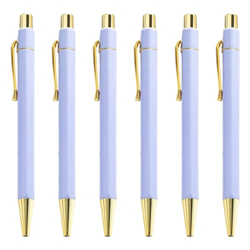 QishGO Smppth Kugelschreiber, einziehbar, 1,0 mm, Signaturstift, Business-Stift, Ölstift für Schule, Büro, Arbeit, Macaron, Lavendel, 6 Stück von QishGO