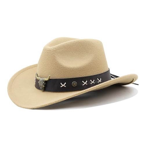 QishGO Vintage Country Western Fedora Hut Cowgirl Hut Lederband Cowgirl Hut für Foto PS Headwaer s von QishGO