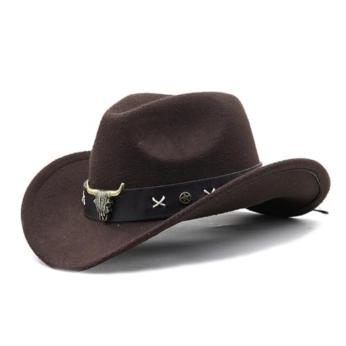 QishGO Vintage Country Western Fedora Hut Cowgirl Hut Lederband Cowgirl Hut für Foto PS Headwaer s von QishGO