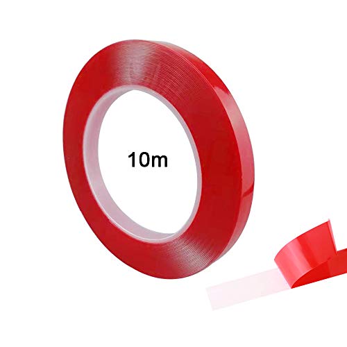 QitinDasen 10m X 10mm Premium Heavy Duty Doppelseitig Acryl Klebeband, Transparent Doppelseitig Montage Klebeband Rolle, Wasserdicht, Hitzebeständig, Abnehmbar (Dick 0.5mm) von QitinDasen