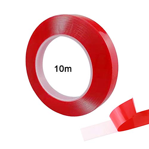 QitinDasen 10m X 15mm Premium Heavy Duty Doppelseitig Acryl Klebeband, Transparent Doppelseitig Montage Klebeband Rolle, Wasserdicht, Hitzebeständig, Abnehmbar (Dick 0.5mm) von QitinDasen