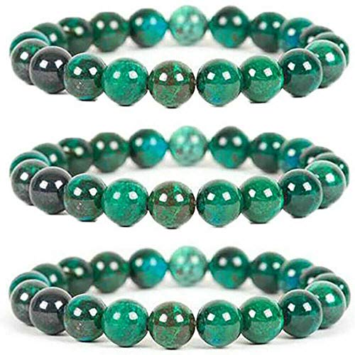 Diabetes Relief Chrysokoll Armband, Naturstein elastisches Armband, handgefertigte 8mm natürliche Chrysokoll Kristall Energie Perlen Armbänder, natürliche Chrysokoll Perlen von Qiu-ZhuLRS