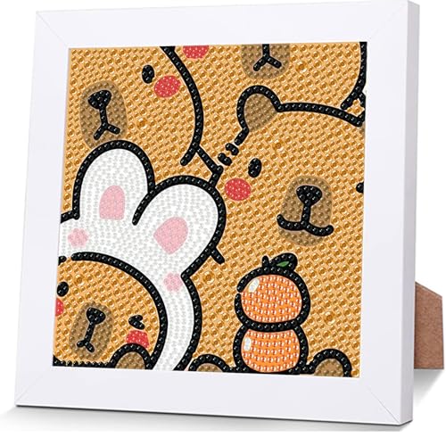 Qiukoo Diamond Painting Kinder, Diamant Painting Bilder, Süß Bär Tiere Diamond Painting für Kinder ab 4 5 6 7 8 9 10 Jahre, DIY Mosaik Bastelset Weihnachtsgeschenke (Weiß) von Qiukoo