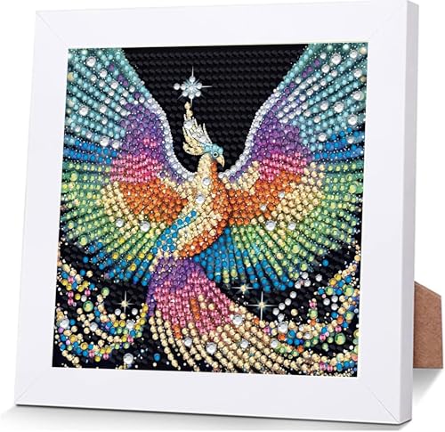 Qiukoo Diamond Painting Kinder mit Rahmen ab 6 Jahre Mädchen Farbe Phoenix - Bastelset Kinder ab 6 Jahre Mädchen Junge Diamant Painting Bilder Kleine Geschenke Mädchen 4 5 6 7 8 9 10 jahre von Qiukoo