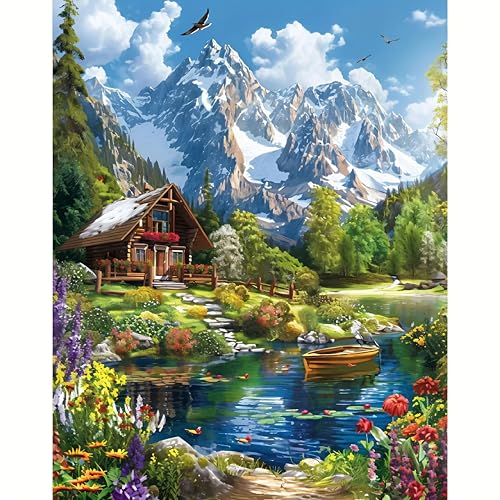 Qiukoo Malen nach Zahlen Erwachsene Landschaft - DIY Handgemalt Ölgemälde Kit - Paint by Numbers - Bastelset Erwachsene Adult zur Geschenk und Heimdekoration (40x50 cm) von Qiukoo