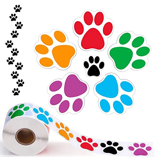 Qiwenr 2 Rolle Hunde Pfoten Druck Aufkleber,1000Pcs Bunte Pfoten Fußabdruck Aufkleber Hundepfoten Etiketten Aufkleber Pfotenabdruck,Bear Paw Print Labels für Scrapbook Craft Wandtattoos Dekoration Pet von Qiwenr