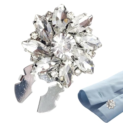 Knopfüberzüge für Damen,Strass-Knopfüberzüge, Glänzende Knopfabdeckung Manschettenknöpfe Knopfabdeckung für Hemd, Trendige Ärmelknopf-Clips, formelle Accessoires für Hemden, Kleider, Anzüge von Qizeroty