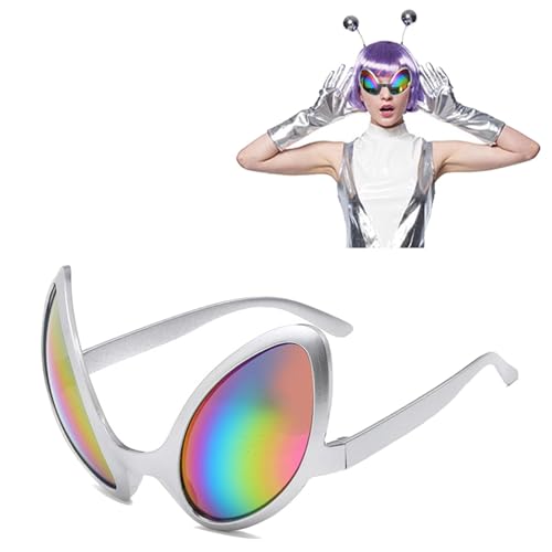 Qizeroty Lustige Alien Brille, 2 Stück Lustige Alien Kostümbrillen Mit Regenbogengläsern Alien Kostümzubehör Set Zubehör Halloween Party Requisiten Und Zubehör, Geeignet Für Erwachsene Und Kinder von Qizeroty