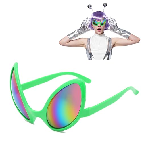 Qizeroty Lustige Alien Brille, 2 Stück Lustige Alien Kostümbrillen Mit Regenbogengläsern Alien Kostümzubehör Set Zubehör Halloween Party Requisiten Und Zubehör, Geeignet Für Erwachsene Und Kinder von Qizeroty