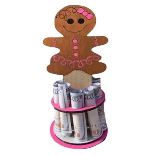 Weihnachtsgeldhalter aus Holz,Weihnachtsgeldhalter - Zweilagiger Lebkuchen-Geldhalter,Einzigartiger Weihnachts-Geldhalter mit mehreren Löchern, Schneemann-Party-Bargeldhalter für Tischdekorationen von Qizeroty