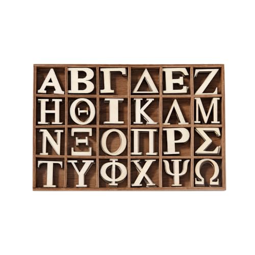 5,1 cm, 120 Stück griechische Holzbuchstaben, unlackierte Holzbuchstaben mit Organizer für Sorority Bruderschaftspaddel, Lernen, Wanddekoration, DIY-Projekt und andere Heimdekorationen von Qj-solar