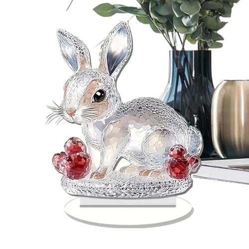 Qkbuza Bunny Tisch, Bunny Tischationen - Farmhouse Tabletop 2D Acrylkristall Kaninchen | Ostertreibende Schild rustikale Mittelstücke für Bauernhaus Küche Esszimmer von Qkbuza