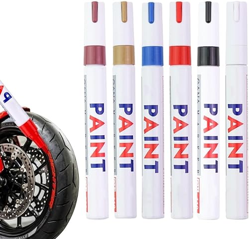 Qklovni Waterproof Tire Paint Pen, Non-Fading Tire Paint Pen, Car Tires Colorful Marker Pen Set, Premium Tire Marker Pens for Car Motorcycle Tire Lettering (6pcs-A) von Qklovni