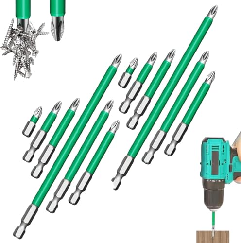 Starke magnetische Haltbarkeit, Schraubendreher-Bohrer-Set, hohe Härte, rutschfest, Anti-Schock-Schlagschrauber-Bit-Set mit super starken magnetischen Bohrern für Zuhause, Garage (12 Stück) von Qklovni