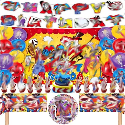 Die erstaunliche digitale Zirkusgeburtstagsparty-Dekoration umfasst "Happy Birthday"-Banner, Kuchenaufsätze, Luftballons, Geschirr, Hintergrund, Aufkleber, geeignet als Geburtstagsparty-Zubehör, von QmeNa