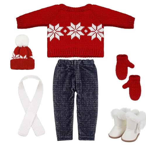 American Doll Kleidung 18 Zoll Puppenkleidung süße gestrickte amerikanische Puppenkleidung Weihnachtswinter -Puppen -Outfit, einschließlich Schuhe, Pullover, Hose, Hut, Handschuhe, Schals, Stil 1, von QmjdDymx