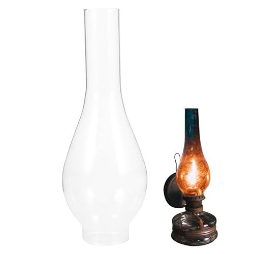 QmjdDymx Glas-Öllampe Schornstein, klarer Zylinder Glas Lampe Schornstein Ersatz Öllampen Schatten 1,97 "Zoll Basis und 9,65" Höhe für Öl und Kerosin Stil Brenner von QmjdDymx