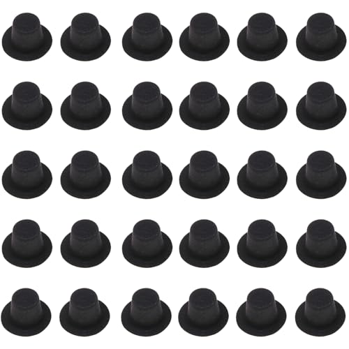 Schwarzer Mini -Top -Hut, 30pcs Mini Top Hut, 2,7 Plastik Black Top Hut, süßer DIY Tiny Top Hut für Schneemann Puppen Cupcakes Cakes Crafts Christmas Party Dekor, Puppenhüte, winziger Top -Hut von QmjdDymx