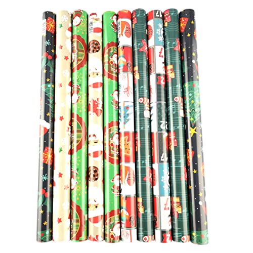 Weihnachtspapier, Weihnachtspapier Papier Geschenkverpackung Bündel Dekorative Geschenke Craft 10 Blätter 29.5x20.47, Verpackungspapierrolle, Weihnachtsgeschenk -Wickelpapier von QmjdDymx