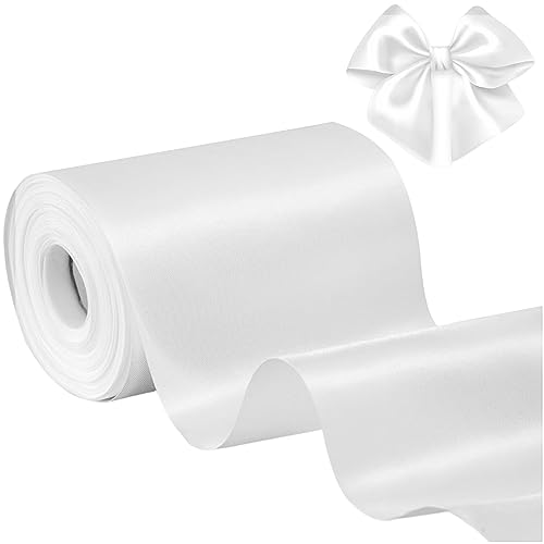 Weißes Band, breites Band 4x22 YD Hochzeitsauto -Band Cuttable dicke doppelseitige Bänder zum Handwerk für Zeremonie Bogen Hochzeitsstühle, Bänder zum Handwerk, Hochzeitsauto -Band Ribbon von QmjdDymx