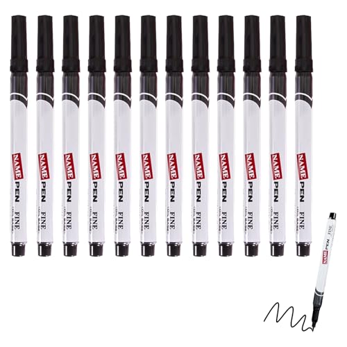 12 Stück Permanent Marker Fein, Permanenter Universalstift, Filzstift Schwarz Spitze 1mm, Wasserfest, Ideal für Präzises Zeichnen Auf Glas Kunststoff Metall Hervorragend für Büro Kunstprojekte von Qneneam