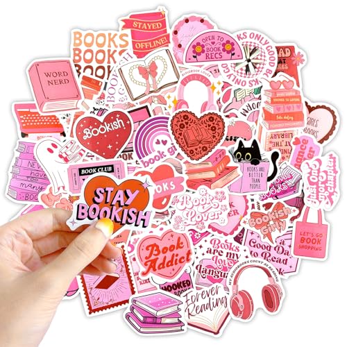 120 Stück Rosa Bookish Sticker Wasserfeste Ästhetische Aufkleber Buch Lesen Aufkleber Für Kindle Positive Motivational Vintage Sticker für Laptop Tagebuch Notizbuch Wasserflaschen von Qnynnty