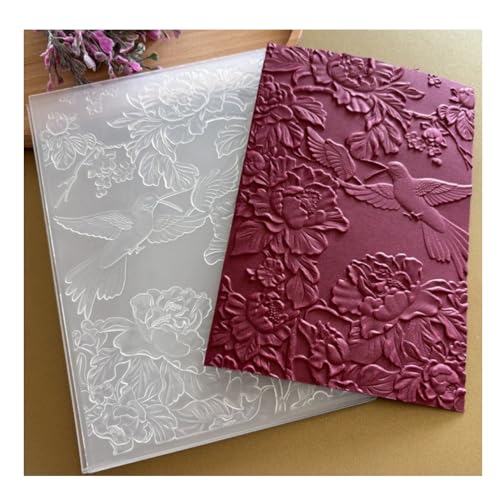 Qoiseys 3D-Pfauen-Tulpe, Löwenzahn, Blume, Kunststoff-Prägeschablone für Kartenherstellung, Vorlage, Papierkarten-Prägeschablone für DIY-Kunstwerke, Scrapbooking, Fotoalbum, Papierbasteldekoration von Qoiseys