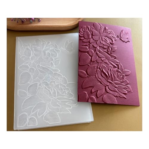 Qoiseys 3D-Pfauen-Tulpe, Löwenzahn, Blume, Kunststoff-Prägeschablone für Kartenherstellung, Vorlage, Papierkarten-Prägeschablone für DIY-Kunstwerke, Scrapbooking, Fotoalbum, Papierbasteldekoration von Qoiseys