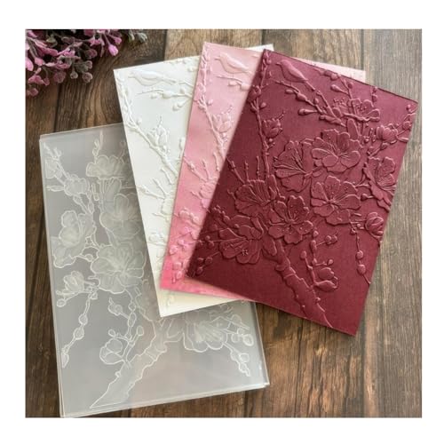 Qoiseys 3D-Prägeschablone aus Kunststoff mit Kirschblüten-Rosen für Kartenherstellung, Prägeschablone, Papierkarten-Prägeschablone für DIY, Scrapbooking, Fotoalbum, Karten, Papierbasteln, Dekoration von Qoiseys