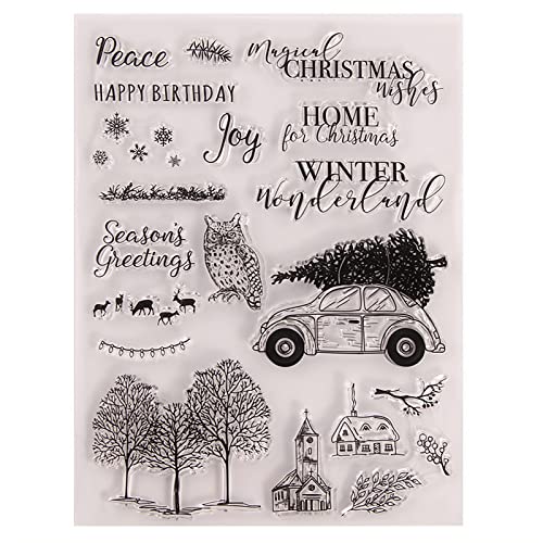 Qoiseys Auto und Weihnachtsbaum Klare Stempel für Kartenherstellung, klare Gummistempel für DIY Scrapbooking Fotoalbum Siegel Stempel Prägung Album Dekor Handwerk von Qoiseys