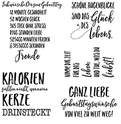 Qoiseys Deutsch Stempel,Silikonstempel sprüche deutsch, Silikon Clear Stamps für DIY Scrapbooking Fotoalbum Dekoratives Papier Basteln Prägeschablone von Qoiseys