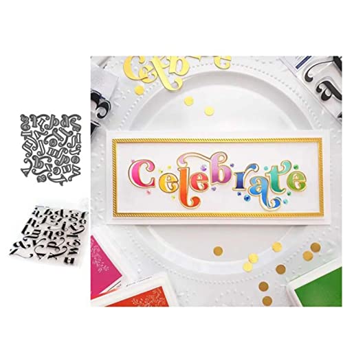 Qoiseys Englisches Alphabet Silikon klare Stempel und Stanzformen Sets für Kartenherstellung, Metall Stanzformen Schnittschablonen für DIY Scrapbooking Fotoalbum Dekorative Papier Basteln von Qoiseys