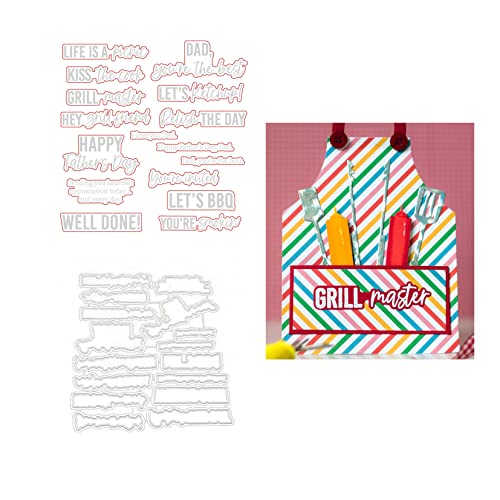 Qoiseys "Grill Friend" Klare Stempel und Stanzformen Sets für Kartenherstellung, Stanzformen Stanzschablonen für DIY Scrapbooking Fotoalbum Dekorative Papier Basteln Prägeschablone von Qoiseys