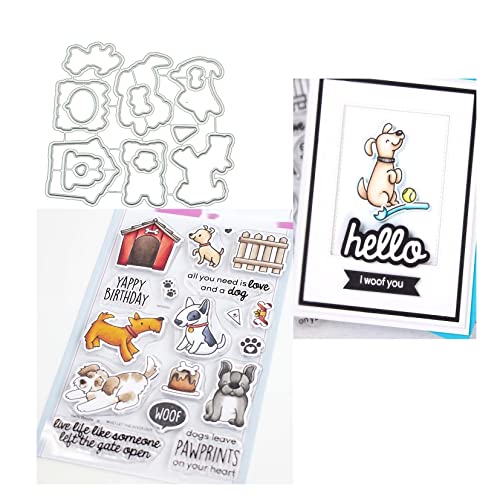 Qoiseys Hund Haus Stempel und Stanzschablonen Set,Clear Stempel und Stanzen Set von Qoiseys