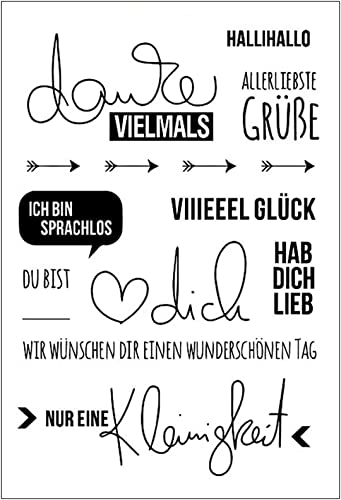 Qoiseys Stempel,Silikonstempel sprüche deutsch, Silikon Clear Stamps für DIY Scrapbooking Fotoalbum Dekoratives Papier Basteln Prägeschablone von Qoiseys