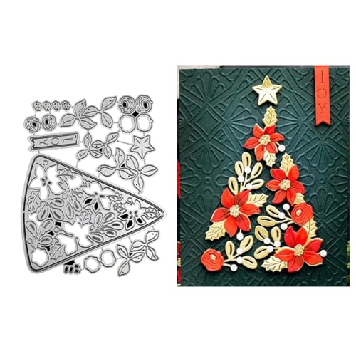 Qoiseys Weihnachtsbaum-Metall-Stanzformen für Kartenherstellung, Stanzschablonen für DIY, Scrapbooking, Fotoalbum, dekoratives Papier, Basteln, Prägung, silber von Qoiseys