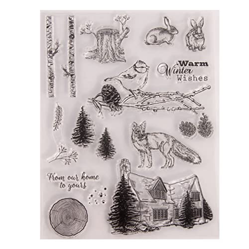 Qoiseys Winter Animals Clear Silicone Stamps for Card Making, Clear Rubber Stamps for DIY Scrapbooking Photo Album Seal Stamps Embossing Album Decor Craft von Qoiseys