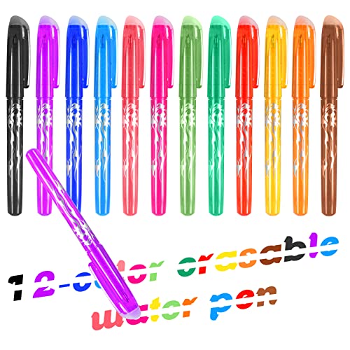 12 Farben Radierbarer Kugelschreiber, Radierbarer Gelschreiber Set, Tintenroller Radierbar, Bunt Gelschreiber, Kugelschreiber mit Radiergummi für Malbücher, Zeichnen, Skizzieren, Büro (0.7mm)(a) von Qooloo