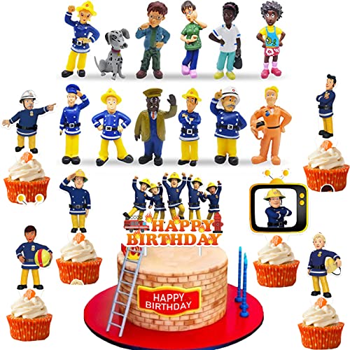 25PCS Feuerwehrmann Sam Tortendeko, Feuerwehrmann Sam Figuren Set, Feuerwehrmann Sam Kuchen Topper, Feuerwehrmann Sam Cake Toppers, Feuerwehrmann Sam Geburtstag Party Supplies für Kinder von Qooloo