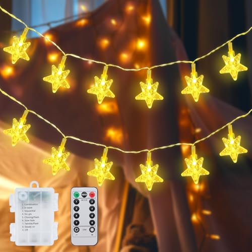 Qoosea Lichterkette Innen mit Blasenstern 40LED Feen Lichter Batterie Wasserdicht 8 Modi LED Lichterkette Außen Weihnachten Lichterkette mit Fernbedienung für Weihnachtsgarten Patio Zaun Yard Decor von Qoosea