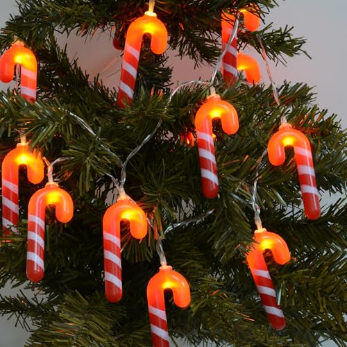 Qoosea Lichterkette Innen mit Zuckerstangen 20LED Feen Lichter Batterie Wasserdicht 8 Modi LED Lichterkette Außen Weihnachten Lichterkette mit Fernbedienung für Weihnachtsgarten Patio Zaun Yard Decor von Qoosea