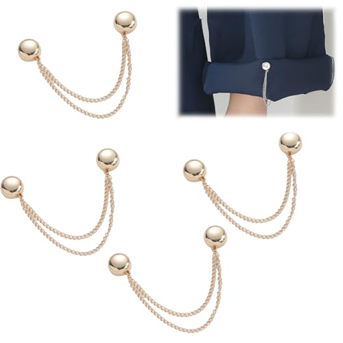 Qosigote Multifunktionale magnetische Kleidungsclips, leistungsstarke Hijab-Magnete mit Kette, magnetische Kleidungsschalclips, multifunktionale magnetische Brosche für Frauen (4PCS-Gold) von Qosigote