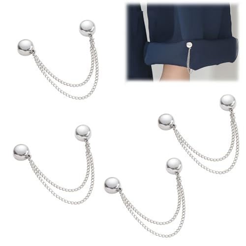 Qosigote Multifunktionale magnetische Kleidungsclips, leistungsstarke Hijab-Magnete mit Kette, magnetische Kleidungsschalclips, multifunktionale magnetische Brosche für Frauen (4PCS-Silber) von Qosigote